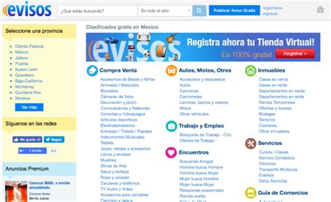 Anuncios Clasificados en México. Avisos gratis Evisos.